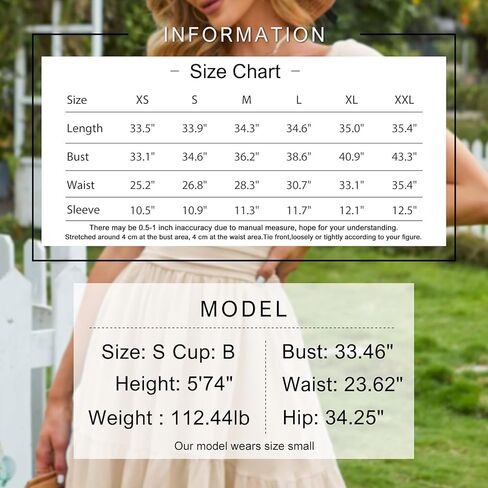 EXLURA Women's 2025 Summer Short Puff Sleeve Casual Short Mini Dresses Tie Back Square Neck A-Line Sundress in Kuwait