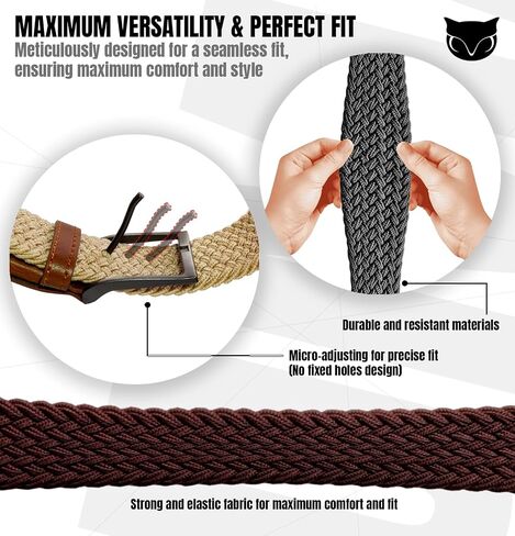 BUMA Men's Stretch Woven Braided Belt 1 3/8 for Golf and Casual - Leather Buckle in Kuwait
