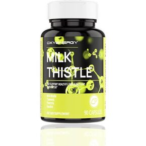 OXYENERGY Silymarin Milk Thistle 300mg Extract with Vitamin C, Inositol & Pueraria, Liver Detox & Repair Support, Antioxidant Support,90 Vegetarian Capsules, Cardo Mariano para el Hígado
