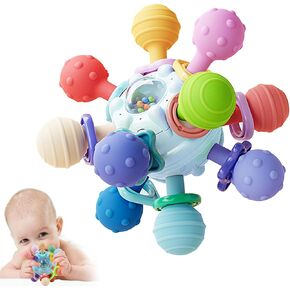 Baby Sensory Montessori Toy - Infant Teething Relief - Teethers for Newborn - Developmental Rattles Chew Toys Gifts for 0 3 6 9 12 18 Months Girl Boy -Toddler Travel Toy for 1 2 One Year Old