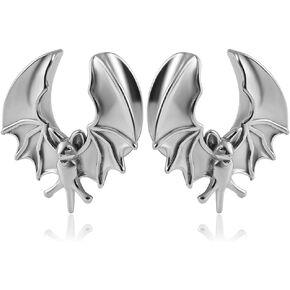 Atomhole 2PCS Bat Saddle Ear Plugs Tunnels 316 Stainless Steel Earrings Hypoallergenic 0g 2g Ear Gauges for Ears Expander Body Piercing Jewelry 0g-1"(8mm-25mm)