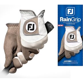 FootJoy Women's RainGrip Golf Glove, Black, Medium/Large, Pair