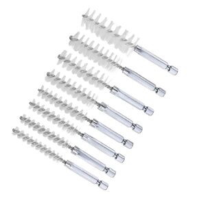 Bore Brushes Set, 8mm 9mm 10mm 11mm 13mm 15mm 17mm 19mm Dia, Stainless Steel Twisted Cleaning Wire Brushes with 1/4 Inch Hex Shank - (Applications: for Power Drill), 8-Pieces