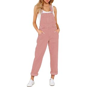 luvamia Overalls for Women Loose Fit Classic Bib Casual Jean Stretchy Denim Overall Jumpsuit Tapered Leg