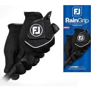 FootJoy Men's RainGrip Golf Glove, White/Grey, Large, Pair