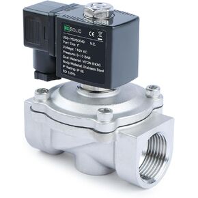 U.S. Solid 3/4" Stainless Steel Solenoid Valve - 110V AC, Normally Closed, 10 Bar Electric Valve for Water, Air, Diesel