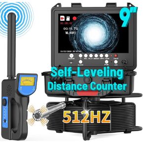 Sewer Camera with Locator, Anysun Self Leveling Sewer Inspection Camera with Distance Counter, Drain Pipe Camera 165ft with 9'' 1080P HD Monitor and DVR 32GB Card, IP68 Waterproof with 12 Lights
