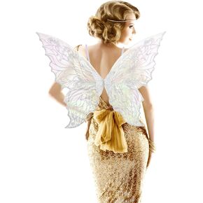 Fairy Wings Costume for Adult Women, Blue Sparkling Butterfly Fairy Wings for Girls Adults Halloween Party，Sheer Princess Elf Butterfly Costume for Dress Up Women Fairy Cosplay Accessories