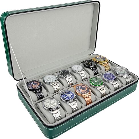 Travel Watch Case 6 Slots Watch Box Organizer for Men Women, PU Leather Watch Storage with Zipper Closure, Men's Watch Holder with Soft Removable Watch Pillows -Black in Kuwait