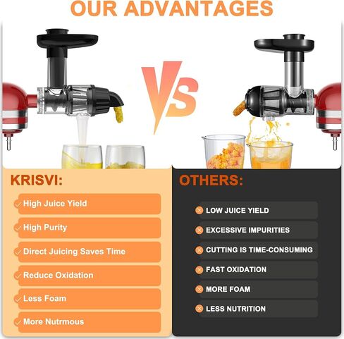 Masticating Juicer Attachment for KitchenAid Stand Mixer, Slow Juicer Attachment for Kitchen Aid with Silicone Tube and Cleaning Brush, Efficient and Easy to Clean Cold Press Juicer Parts in Saudi Arabia
