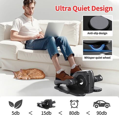 Under Desk Elliptical Machine Seated Ellipse Leg Exerciser for Seniors Quiet & Portable Electric Elliptical Trainer for Home Elliptical Exercise Machine with Massage Pedal/LCD Monitor/Remote Control in Saudi Arabia