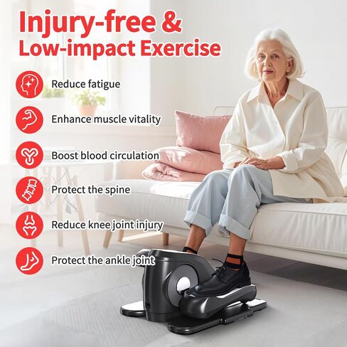 Under Desk Elliptical Machine Seated Ellipse Leg Exerciser for Seniors Quiet & Portable Electric Elliptical Trainer for Home Elliptical Exercise Machine with Massage Pedal/LCD Monitor/Remote Control in Saudi Arabia
