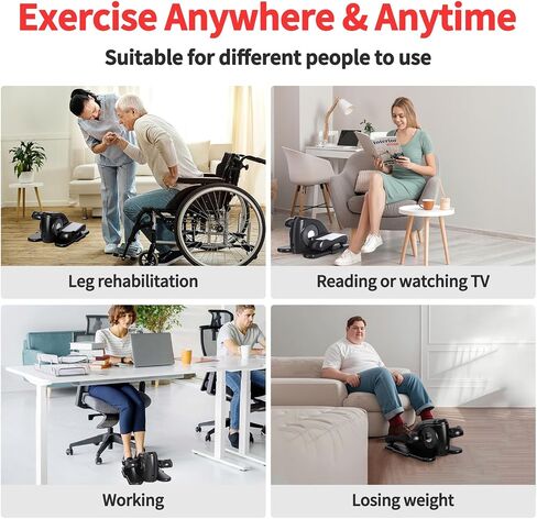 Under Desk Elliptical Machine Seated Ellipse Leg Exerciser for Seniors Quiet & Portable Electric Elliptical Trainer for Home Elliptical Exercise Machine with Massage Pedal/LCD Monitor/Remote Control in Saudi Arabia