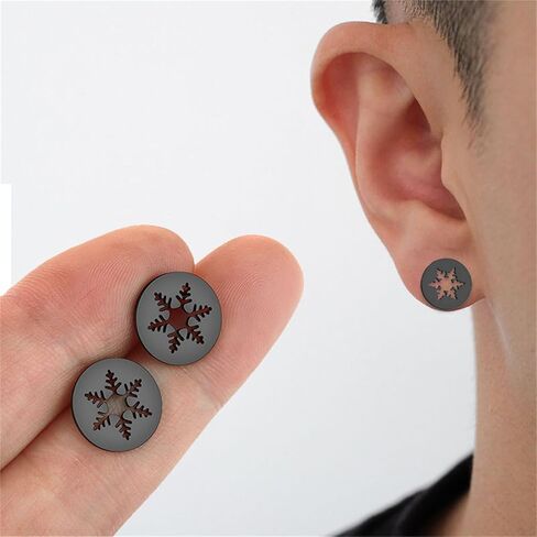 Dreuyet 4 Pairs Stainless Steel Snow Flake Stud Earrings for Women Winter Elk Snowflake Earrings Christmas Snowflake Stud Xmas Jewelry in Kuwait