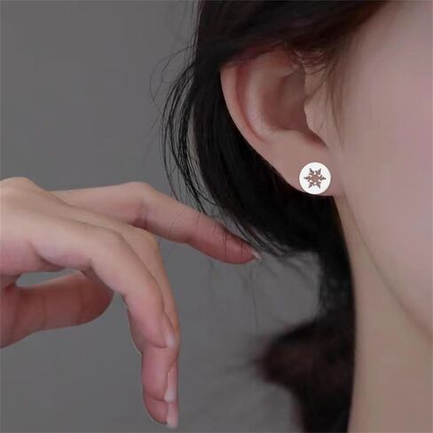 Dreuyet 4 Pairs Stainless Steel Snow Flake Stud Earrings for Women Winter Elk Snowflake Earrings Christmas Snowflake Stud Xmas Jewelry in Kuwait