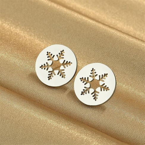 Dreuyet 4 Pairs Stainless Steel Snow Flake Stud Earrings for Women Winter Elk Snowflake Earrings Christmas Snowflake Stud Xmas Jewelry in Kuwait