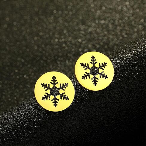 Dreuyet 4 Pairs Stainless Steel Snow Flake Stud Earrings for Women Winter Elk Snowflake Earrings Christmas Snowflake Stud Xmas Jewelry in Kuwait