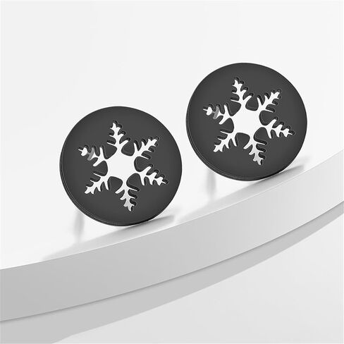 Dreuyet 4 Pairs Stainless Steel Snow Flake Stud Earrings for Women Winter Elk Snowflake Earrings Christmas Snowflake Stud Xmas Jewelry in Kuwait