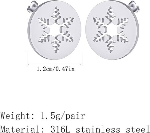 Dreuyet 4 Pairs Stainless Steel Snow Flake Stud Earrings for Women Winter Elk Snowflake Earrings Christmas Snowflake Stud Xmas Jewelry in Kuwait