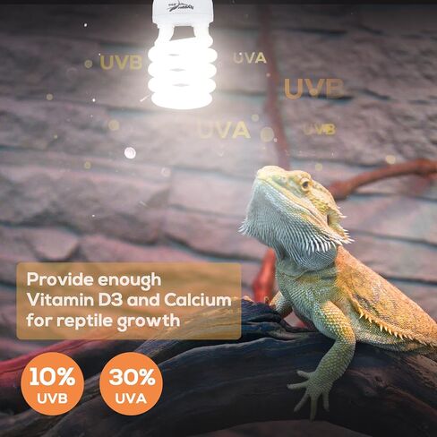 UVB Bulb for Reptiles, 5.0 13W UVB Light for Reptiles, Hygger zoo UVA UVB Reptile Light Bulb Reptile UVB Bulb UVB Light for Hermit Crab Snake Chameleon Reptile Lamp Terrarium Lamp for Tropical Reptile in Kuwait