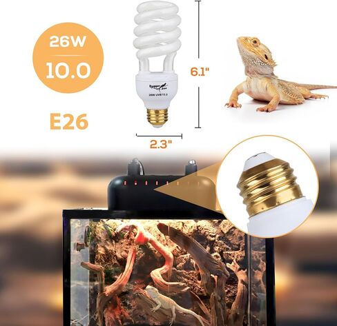 UVB Bulb for Reptiles, 5.0 13W UVB Light for Reptiles, Hygger zoo UVA UVB Reptile Light Bulb Reptile UVB Bulb UVB Light for Hermit Crab Snake Chameleon Reptile Lamp Terrarium Lamp for Tropical Reptile in Kuwait