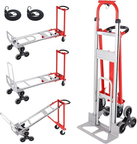 2024 New Upgrade Hand Truck Dolly Heavy Duty 660lbs Capacity,3 in 1 Folding Hand Truck with Telescoping Handles and Rubber Wheels,Portable Dolly Cart with Brakes and Bungee Cords for Moving in Saudi Arabia