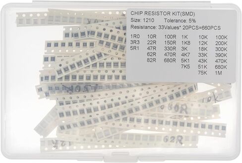 33 Values x 20 Pieces, Total 660 Pieces, 0805 1% SMD Surface Mount Thick Film Chip Resistor Kit in Saudi Arabia