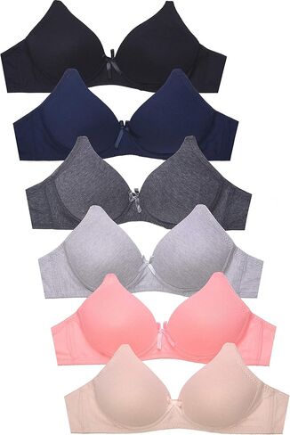 DailyWear Womens Plain Lace Bras (Pack of 6) - Various Styles (4260P2, 32A) in Saudi Arabia
