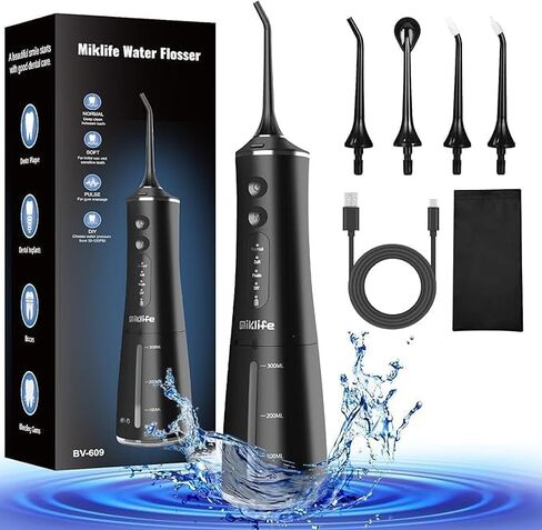 Water flosser Cordless, Electric Dental Flossers USB Rechargable Teeth Flosser, Professional Electric Portable Oral Irrigator with 4 Modes Green in Saudi Arabia
