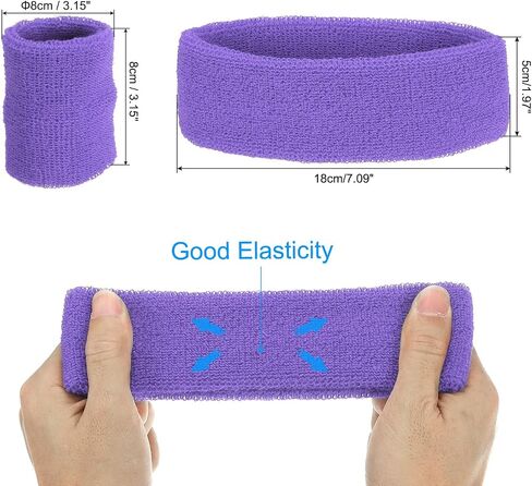 PATIKIL Sweatbands Headband Wristband, 10 Set/30Pcs Sweatband Terry Cloth for Sports Basketball Tennis Athletic Gym Working Out, Green in Saudi Arabia