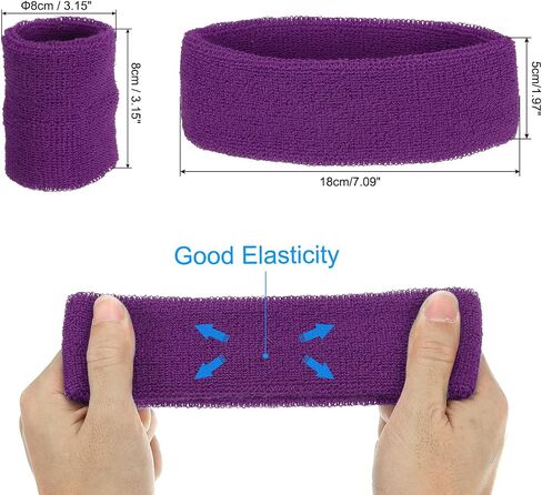 PATIKIL Sweatbands Headband Wristband, 10 Set/30Pcs Sweatband Terry Cloth for Sports Basketball Tennis Athletic Gym Working Out, Green in Saudi Arabia