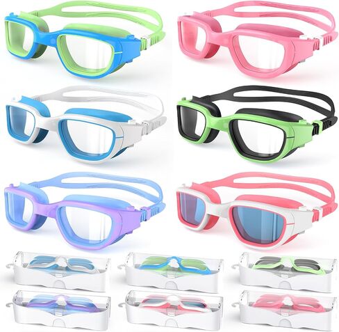 Kids Swim Goggles, 4 Pack Swimming Goggles for Kids 6-14, Anti-Fog UV Protection Pool Goggles for Boys Girls Children in Saudi Arabia