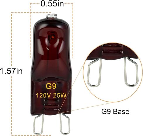 G9 Heat Lamp Bulbs for Reptile,Night Red, Mini Halogen Bulb 50W, Infrared Reptile Heat Lamp for Bearded Dragon Gecko Turtle Lizard, Pack of 2 in Saudi Arabia