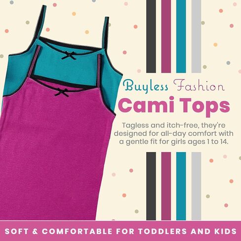 قمصان بدون أكمام للفتيات من Buyless Fashion - قمصان داخلية قطنية بدون أكمام للجمباز والرقص، مقاس الأطفال والأطفال الصغار (4 عبوات) in Kuwait