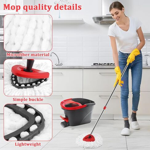 12 Pack Mop Heads Replacements Compatible with O-Ceda EasyWring Spin Mop Refills, Microfiber Mop Replace Head, Deep Clean, Machine Washable, Housework Helper and Easy to Replace in Saudi Arabia