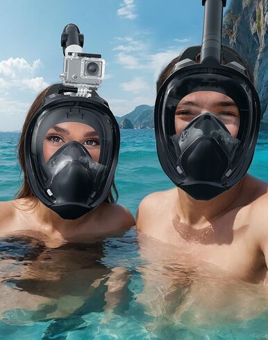 Zenoplige Full Face Snorkel Mask Adults with Camera Mount，Dry-Top Snorkeling Gear for Adults，Foldable 180-Degree Panoramic Anti-Fog Scuba Mask for Snorkeling Diving Swimming Travel in Saudi Arabia