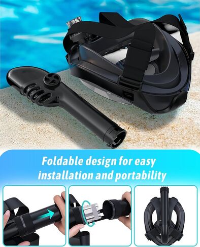 Zenoplige Full Face Snorkel Mask Adults with Camera Mount，Dry-Top Snorkeling Gear for Adults，Foldable 180-Degree Panoramic Anti-Fog Scuba Mask for Snorkeling Diving Swimming Travel in Saudi Arabia