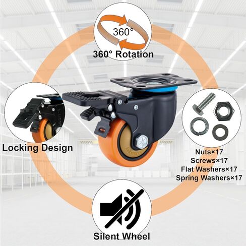 استبدال عجلة العجلات مقاس 1.5 بوصة، عجلات عجلات صغيرة، عجلات دوارة مع فرامل، عجلات قفل للأثاث، عبوة من 4 قطع، إجمالي الحمولة 331 رطلاً in Saudi Arabia