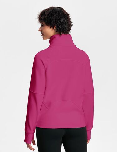 Womens Fleece Lined Half Zip Pullover Cotton Winter Warm Scuba Sweatshirt for Women with Thumbhole Pocket in Kuwait