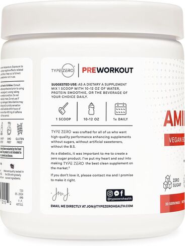 Type Zero Amino Burn Vegan BCAAs + Pre-Workout (Pina Colada Flavored) in Saudi Arabia
