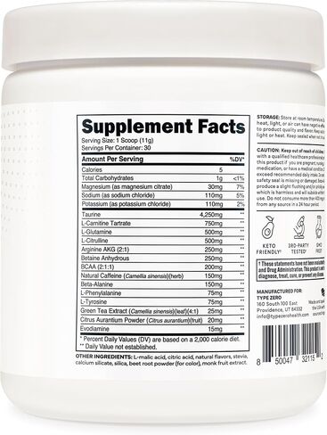 Type Zero Amino Burn Vegan BCAAs + Pre-Workout (Pina Colada Flavored) in Saudi Arabia