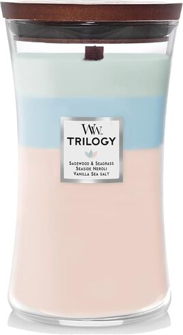 WoodWick Medium Hourglass Candle, Oceanic - Premium Soy Blend Wax, Pluswick Innovation Wood Wick, Made in USA, Multicolor, 9.7 oz. in Saudi Arabia