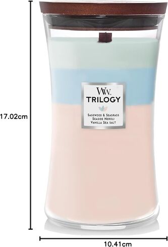 WoodWick Medium Hourglass Candle, Oceanic - Premium Soy Blend Wax, Pluswick Innovation Wood Wick, Made in USA, Multicolor, 9.7 oz. in Saudi Arabia