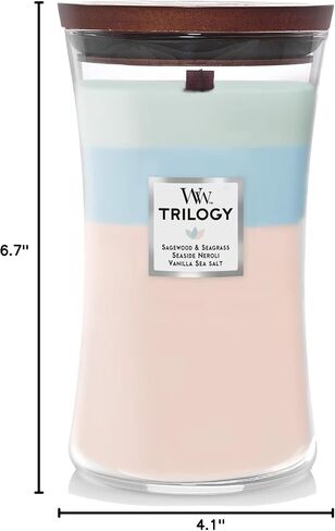 WoodWick Medium Hourglass Candle, Oceanic - Premium Soy Blend Wax, Pluswick Innovation Wood Wick, Made in USA, Multicolor, 9.7 oz. in Saudi Arabia