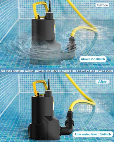 1 HP Submersible Water Pump, 3450 GPH Sump Pump with 10FT Cord, 120V Thermoplastic Electric Water Pump High Flow Water Removal for Swimming Pool Draining, Flooded House, Basement, Hot Tubs in Saudi Arabia