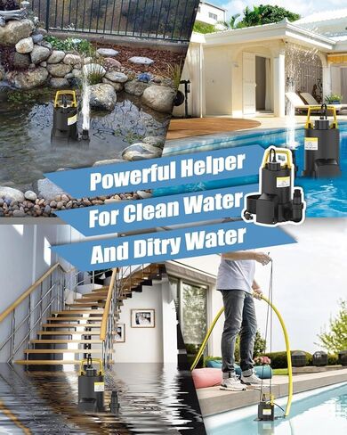 1 HP Submersible Water Pump, 3450 GPH Sump Pump with 10FT Cord, 120V Thermoplastic Electric Water Pump High Flow Water Removal for Swimming Pool Draining, Flooded House, Basement, Hot Tubs in Saudi Arabia