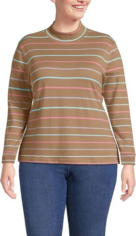Lands' End Women Long Sleeve Relaxed Cotton Mock Rich Burgundy Petite Medium in Saudi Arabia