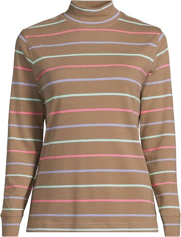 Lands' End Women Long Sleeve Relaxed Cotton Mock Rich Burgundy Petite Medium in Saudi Arabia
