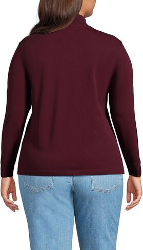 Lands' End Women Long Sleeve Relaxed Cotton Mock Rich Burgundy Petite Medium in Saudi Arabia