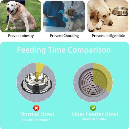 Slow Feeder Dog Bowls Anti-Choking Puzzle Dog Food Bowls Silicone Cat Bowl with Suction Cups, Slow Feeder & Non-Slip Design, Boredom and Anxiety Reducer, Suitable for All Breed Dogs (Grey) in Saudi Arabia